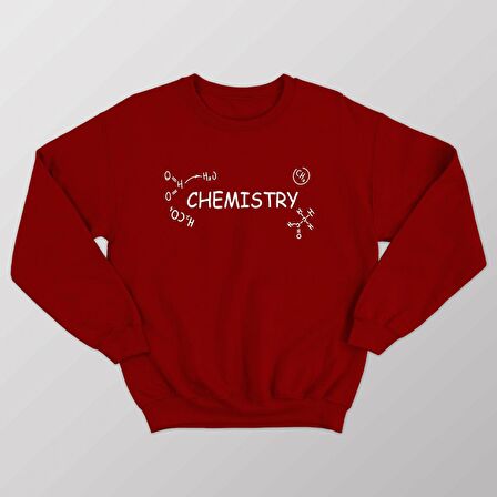 PROSPETTIVA KADIN KIRMIZI OVERSIZE KALIN İÇİ POLARLI CHEMISTRY / KİMYA SYMBOL SWEATSHIRT