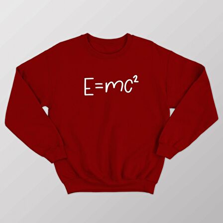 PROSPETTIVA KADIN KIRMIZI OVERSIZE KALIN İÇİ POLARLI E=MC2 / KÜTLE ENERJİ SYMBOL SWEATSHIRT
