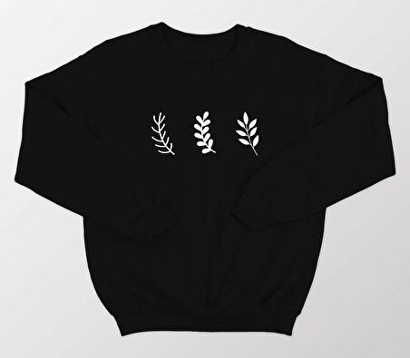 PROSPETTIVA KADIN SİYAH OVERSIZE KALIN İÇİ POLARLI YAPRAK / LEAF SYMBOL SWEATSHIRT