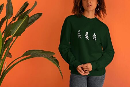 PROSPETTIVA KADIN YEŞİL OVERSIZE KALIN İÇİ POLARLI YAPRAK / LEAF SYMBOL SWEATSHIRT