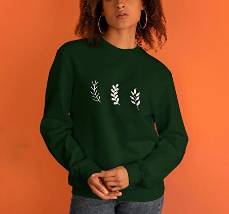 PROSPETTIVA KADIN YEŞİL OVERSIZE KALIN İÇİ POLARLI YAPRAK / LEAF SYMBOL SWEATSHIRT