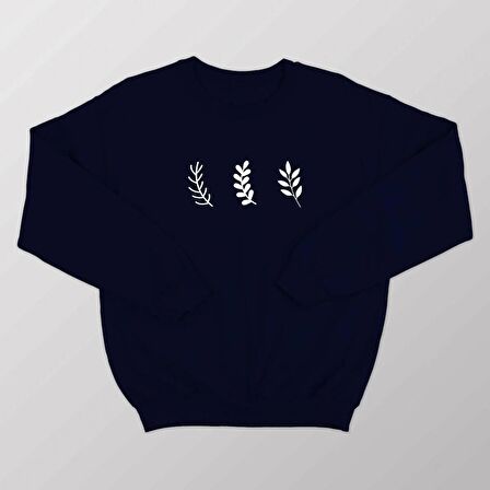 PROSPETTIVA KADIN LACİVERT OVERSIZE KALIN İÇİ POLARLI YAPRAK / LEAF SYMBOL SWEATSHIRT