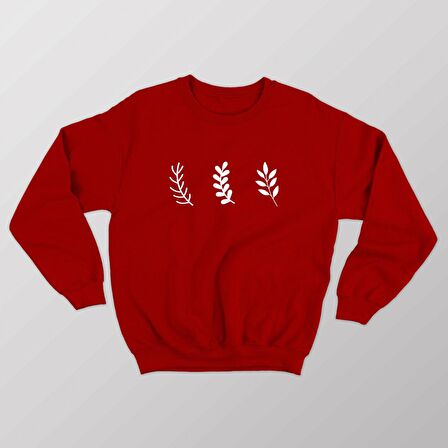 PROSPETTIVA KADIN KIRMIZI OVERSIZE KALIN İÇİ POLARLI YAPRAK / LEAF SYMBOL SWEATSHIRT