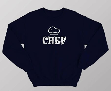 PROSPETTIVA KADIN LACİVERT OVERSIZE KALIN İÇİ POLARLI CHEF / ŞEF YAZILI SWEATSHIRT