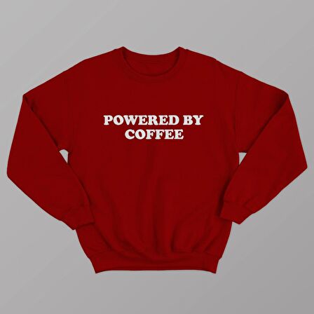 PROSPETTIVA KADIN KIRMIZI OVERSIZE KALIN İÇİ POLARLI POWERED BY COFFEE MOTTO YAZILI SWEATSHIRT