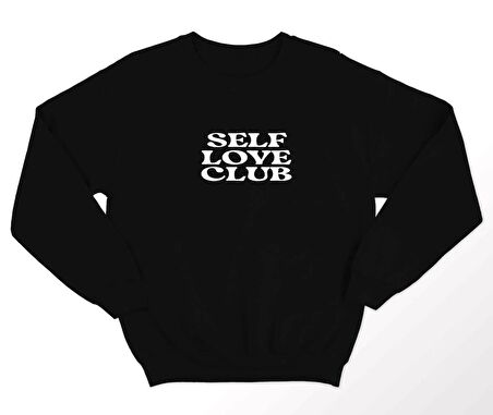 PROSPETTIVA KADIN SİYAH OVERSIZE KALIN İÇİ POLARLI SELF LOVE CLUB YAZILI SWEATSHIRT