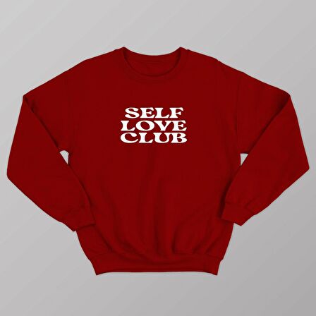 PROSPETTIVA KADIN KIRMIZI OVERSIZE KALIN İÇİ POLARLI SELF LOVE CLUB YAZILI SWEATSHIRT