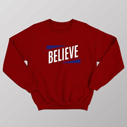 PROSPETTIVA KADIN KIRMIZI OVERSIZE KALIN İÇİ POLARLI BELIEVE YAZILI SWEATSHIRT
