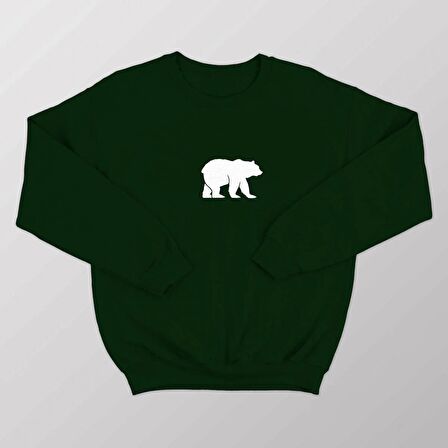 PROSPETTIVA KADIN YEŞİL OVERSIZE KALIN İÇİ POLARLI AYI / BEAR SYMBOL SWEATSHIRT