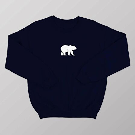 PROSPETTIVA KADIN LACİVERT OVERSIZE KALIN İÇİ POLARLI AYI / BEAR SYMBOL SWEATSHIRT