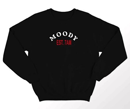 PROSPETTIVA KADIN SİYAH OVERSIZE KALIN İÇİ POLARLI MOODY YAZILI SWEATSHIRT