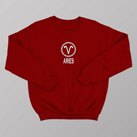 PROSPETTIVA KADIN KIRMIZI OVERSIZE KALIN İÇİ POLARLI KOÇ BURCU / ARIES YAZILI SWEATSHIRT