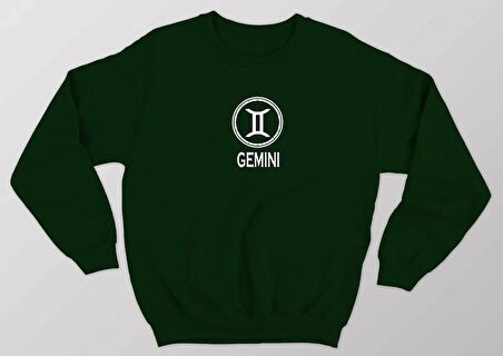 PROSPETTIVA KADIN YEŞİL OVERSIZE KALIN İÇİ POLARLI İKİZLER BURCU / GEMINI YAZILI SWEATSHIRT