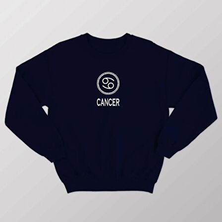 PROSPETTIVA KADIN LACİVERT OVERSIZE KALIN İÇİ POLARLI YENGEÇ BURCU / CANCER YAZILI SWEATSHIRT