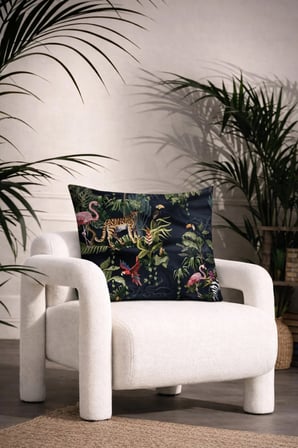 Tropik Orman Desenli Dekoratif Kırlent Kılıfı (45x45 cm)