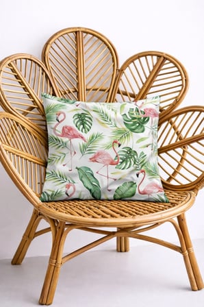 Beyaz Gecede Flamingo Ferahlığı Dekoratif Kırlent Kılıfı (45x45 cm)