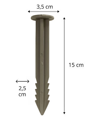 Geosu Teknik 40 Adet Çim Ayırıcı Kazığı 15 cm Çim Ayracı Kazığı Çim Sınırlayıcı Kazığı Plastik Jüt Çivi