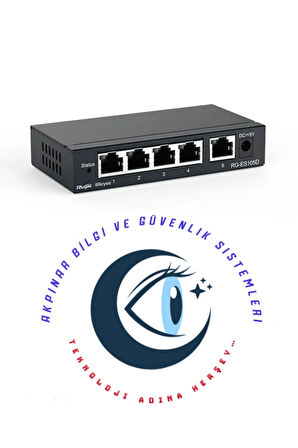 Reyee RG-ES105D 5 Portlu, 10/100 Fast Ethernet, Tak Çalıştır Switch, Metal Kasa
