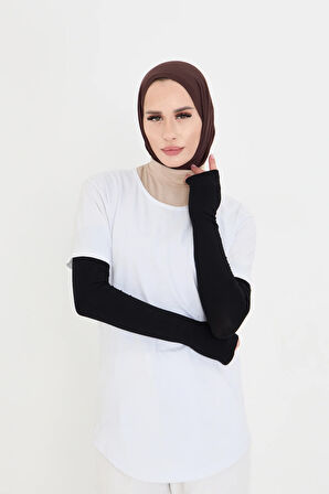 Siyah Tesettür Parmak Geçmeli Kolluk Viskon Düz 1024_01