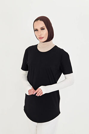 Krem Tesettür Parmak Geçmeli Kolluk Viskon Düz 1024_40