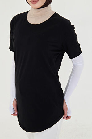 Beyaz Tesettür Parmak Geçmeli Kolluk Viskon Düz 1024_42