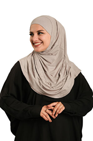 Vizon Pratik Hazır Geçmeli Tesettür Eşarp Viskon Boneli Büyük Boy 1290BV_10
