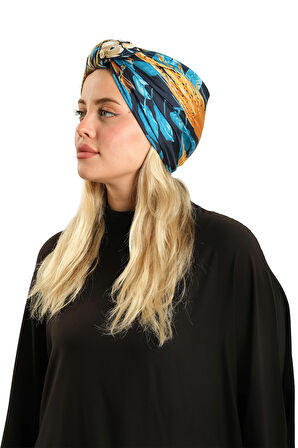 İndigo Pratik Hazır Geçmeli Tesettür Bone İpek Desenli 2410_34