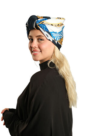 Krem Pratik Hazır Geçmeli Tesettür Bone İpek Desenli 2410_40