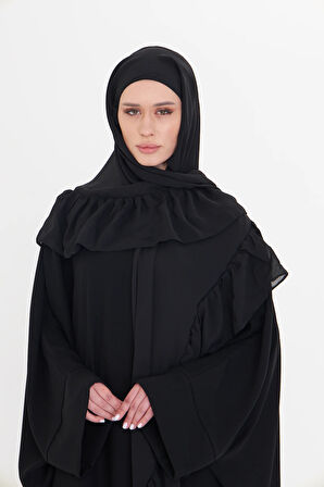 Siyah Arkadan Lastikli Şal Şifon Fırfırlı 2411_01