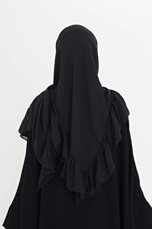 Siyah Arkadan Lastikli Şal Şifon Fırfırlı 2411_01