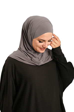 Vizon Pratik Hazır Geçmeli Boru Boneli İkili Tesettür Eşarp Sandy Düz 2501_10