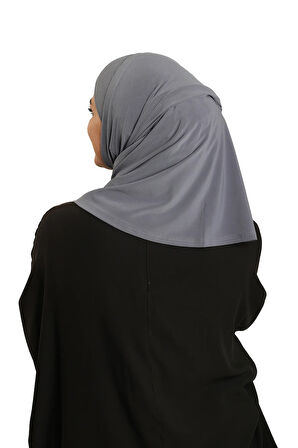 Antrasit Pratik Hazır Geçmeli Boru Boneli İkili Tesettür Eşarp Sandy Düz 2501_25