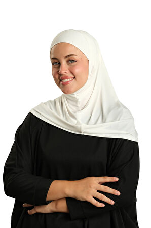 Krem Pratik Hazır Geçmeli Boru Boneli İkili Tesettür Eşarp Sandy Düz 2501_40