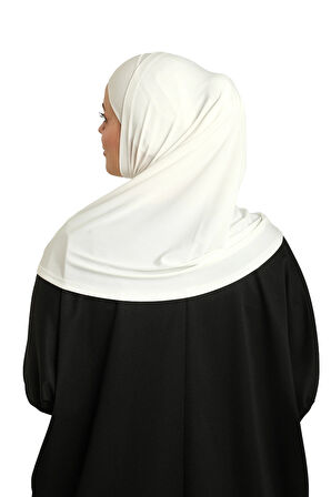 Krem Pratik Hazır Geçmeli Boru Boneli İkili Tesettür Eşarp Sandy Düz 2501_40