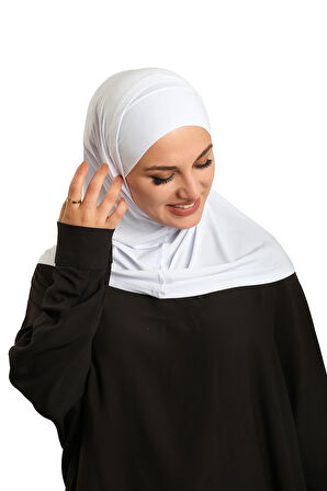 Beyaz Pratik Hazır Geçmeli Boru Boneli İkili Tesettür Eşarp Sandy Düz 2501_42