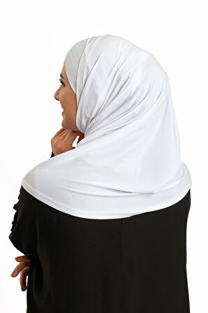 Beyaz Pratik Hazır Geçmeli Boru Boneli İkili Tesettür Eşarp Sandy Düz 2501_42