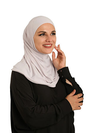 Taş Pratik Hazır Geçmeli Boru Boneli İkili Tesettür Eşarp Sandy Düz 2501_46