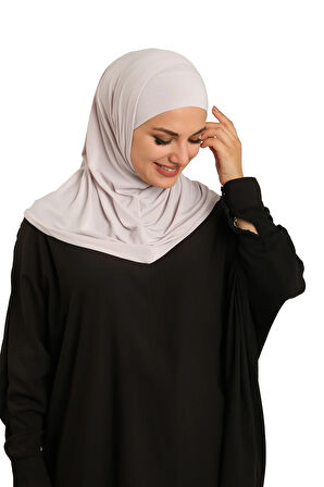 Taş Pratik Hazır Geçmeli Boru Boneli İkili Tesettür Eşarp Sandy Düz 2501_46