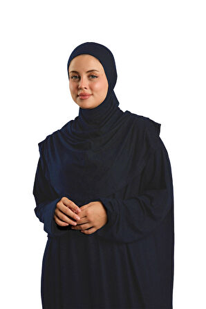 Lacivert Tek Parça Namaz Elbisesi Viskon Düz 2503_02