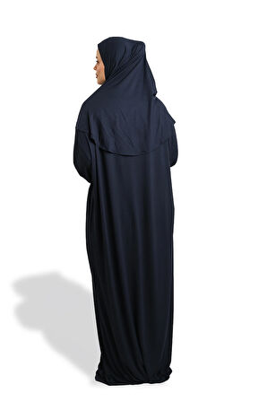 Lacivert İki Parça Namaz Elbisesi Viskon Düz 2504_02