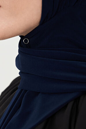 Lacivert Pratik Hazır Geçmeli Tesettür Bone Sandy Boyunluklu Çıtçıtlı 2505_02