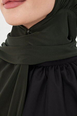 Haki Pratik Hazır Geçmeli Tesettür Bone Sandy Boyunluklu Çıtçıtlı 2505_09