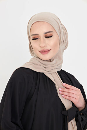 Bej Pratik Hazır Geçmeli Tesettür Bone Sandy Boyunluklu Çıtçıtlı 2505_12