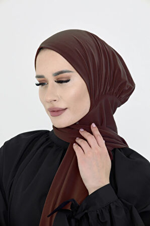 Kahve Pratik Hazır Geçmeli Tesettür Bone Sandy Boyunluklu Çıtçıtlı 2505_14