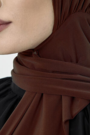 Kahve Pratik Hazır Geçmeli Tesettür Bone Sandy Boyunluklu Çıtçıtlı 2505_14