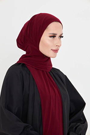 Bordo Pratik Hazır Geçmeli Tesettür Bone Sandy Boyunluklu Çıtçıtlı 2505_16