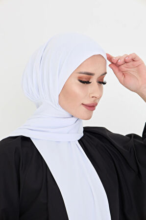 Beyaz Pratik Hazır Geçmeli Tesettür Bone Sandy Boyunluklu Çıtçıtlı 2505_42