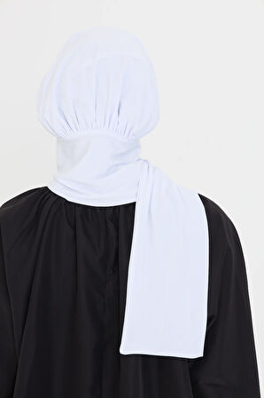 Beyaz Pratik Hazır Geçmeli Tesettür Bone Sandy Boyunluklu Çıtçıtlı 2505_42