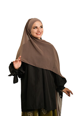 Vizon Pratik Hazır Geçmeli Bone Şal Şifon Düz 2506_10