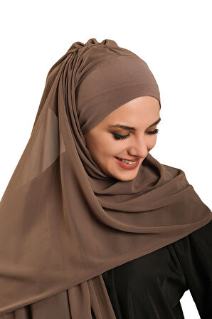 Vizon Pratik Hazır Geçmeli Bone Şal Şifon Düz 2506_10